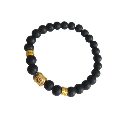 Buddha Black Agate Beads Bracelet